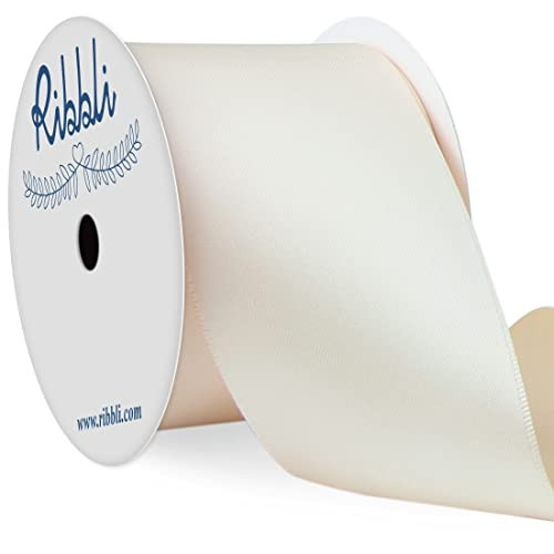 Ribbli Ivory Double Faced Satin Ribbon, 2” x Continuous 10 Yards,Use for Bows Bouquet,Gift Wrapping,Floral Arrangement,Wedding Decoration | Amazon (US)