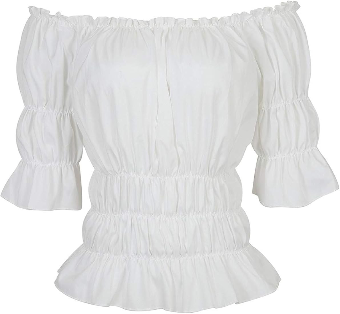 Women Renaissance Blouse Victorian Steampunk Pirate Shirt Off Shoulder Short Sleeve Smocked Blous... | Amazon (US)