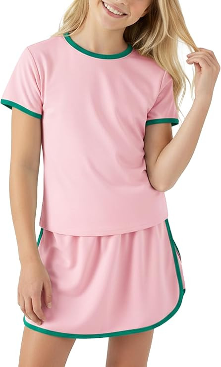 PATPAT Girls Trendy Clothes 6-14 Years Crew Neck Color Block T Shirts and Skorts 2 Piece Summer O... | Amazon (US)