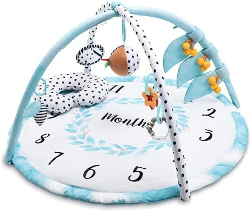 Lupantte Baby Gym Play Mat Time Design Recording Baby's Growth Milestone with 9 Toys Baby Activit... | Amazon (US)