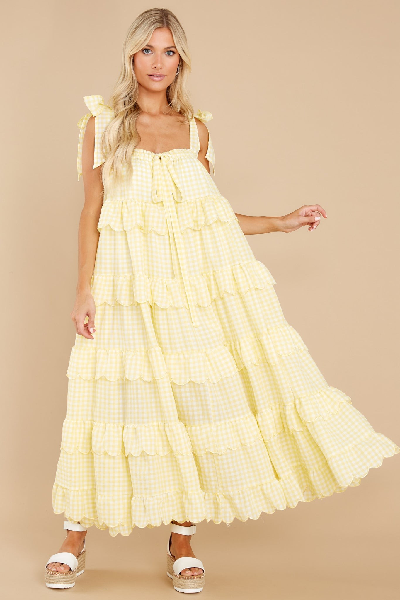 Made To Admire Lemonade Yellow Gingham Dress | Red Dress 