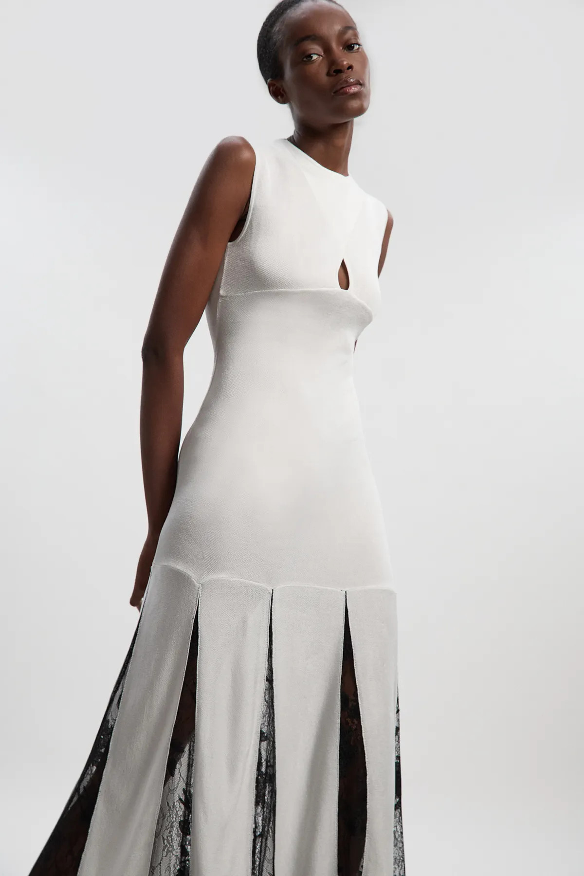 Dresses | Tall Viscose Blend Slinky Sheer Lace Detail Knit Maxi Dress | KarenMillen | Karen Millen US