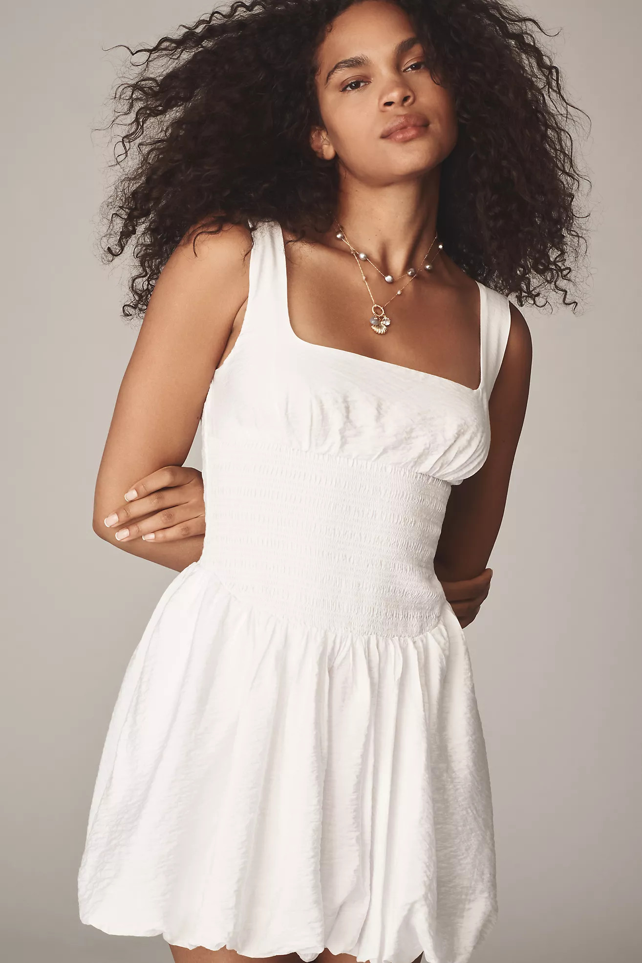 By Anthropologie Square-Neck Smocked Mini Dress | Anthropologie (US)