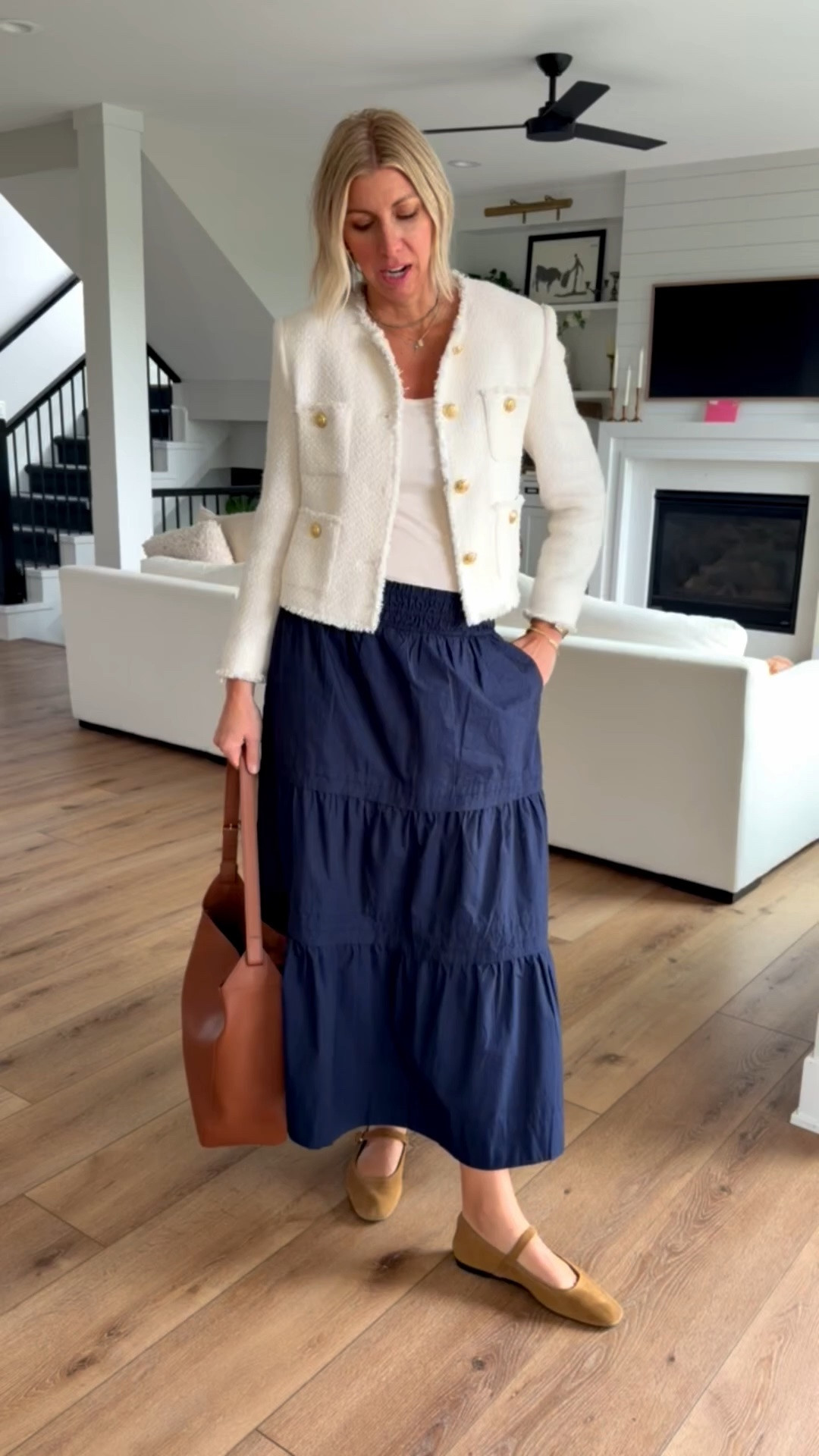 Today’s OOTD- a great graduation event look with a cotton maxi skirt, ballet flats  & blazer

#LTKootd #LTKSeasonal #LTKOver40