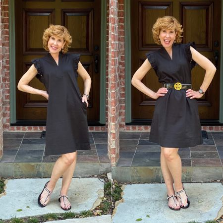 Belted or unbelted, this cool poplin double flutter sleeve a-line dress is perfect for a fall transition dress! Dress it up with pumps for church, booties for a fall date night, or pair it with sneakers for a grocery grab & errands!
I paired mine with a reversible belt and a Tory Burch Apple Watch band.

#LTKSeasonal #LTKstyletip