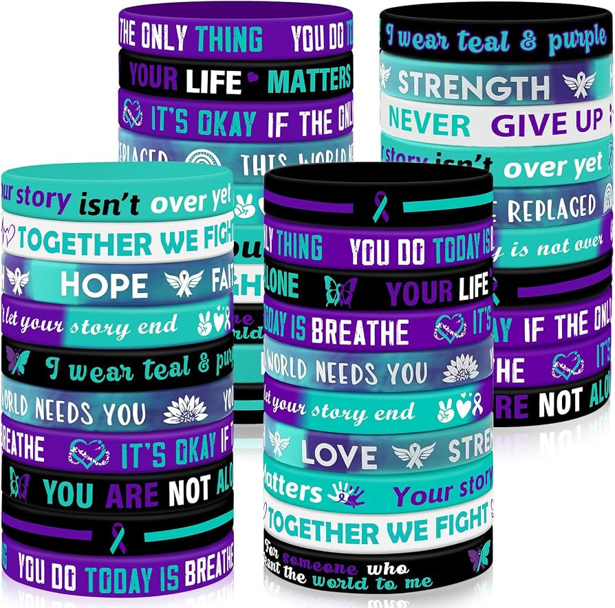 JUNEBRUSHS 120pcs Suicide Prevention Awareness Silicone Bracelets | Amazon (US)