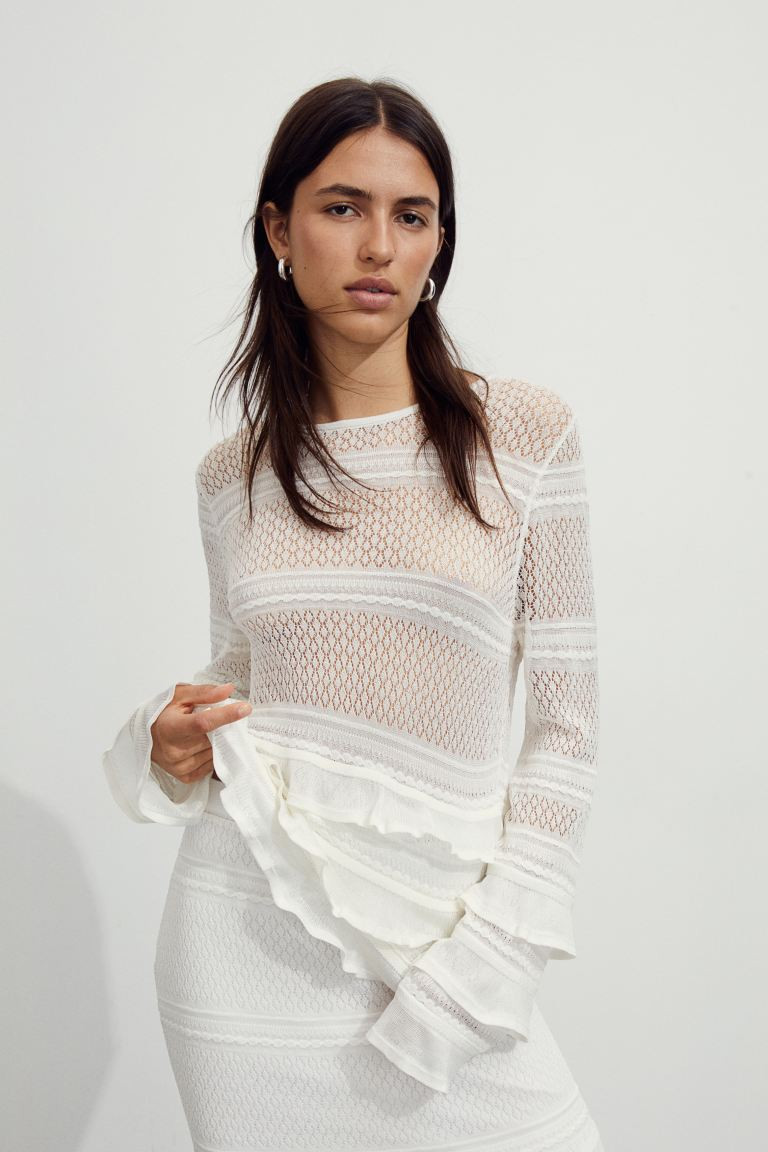 Jersey en punto pointelle - Blanco - MUJER | H&M ES | H&M (FR, IT, ES, PT, BE)