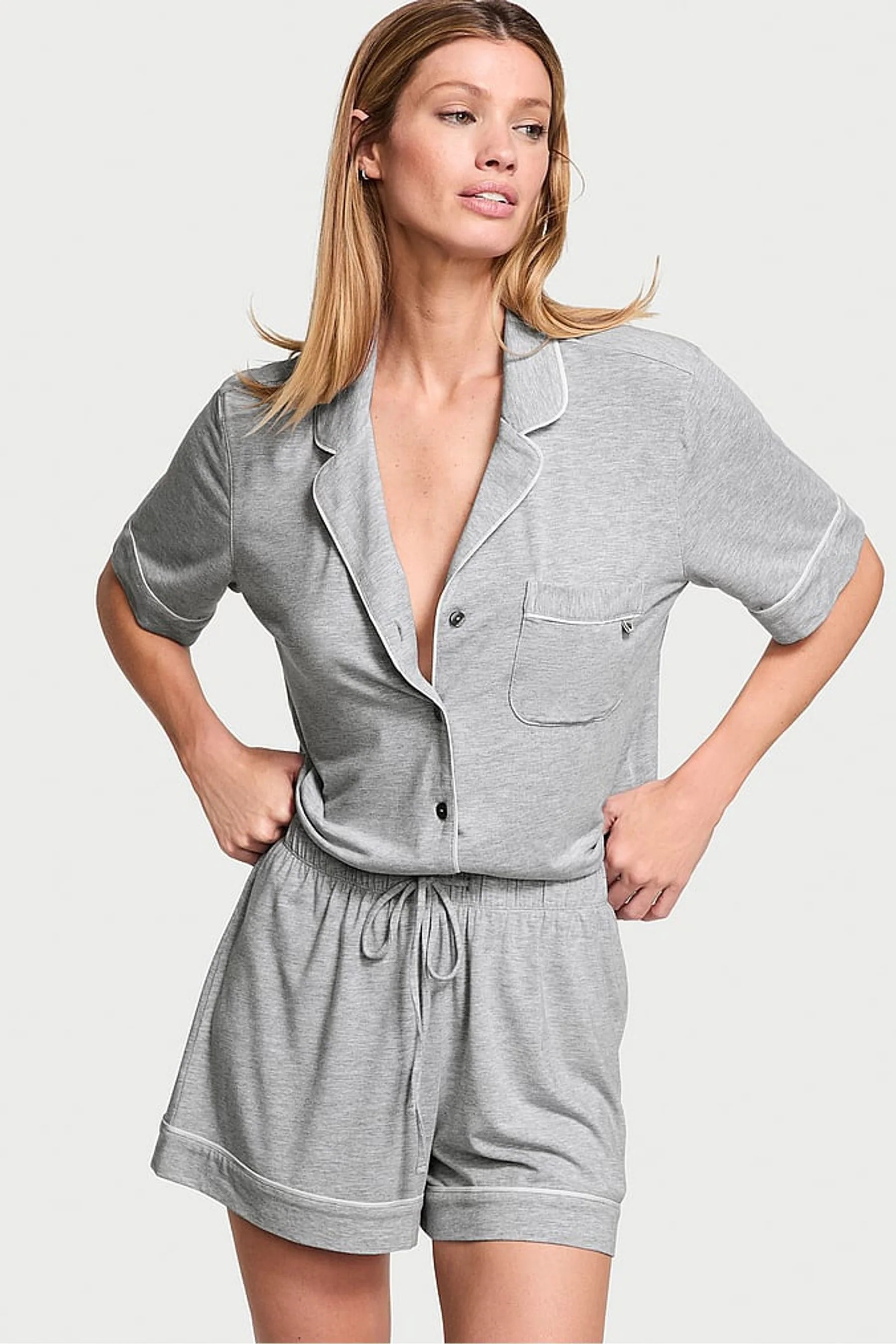 Victoria's Secret Medium Heather Grey Modal Short Pyjama Set - medium heather grey | Victoria's Secret UK