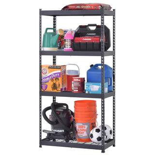 4-Tier Heavy Duty Boltless Steel Garage Storage Shelving Unit in Black (36 in. W x 72 in. H x 18 ... | The Home Depot