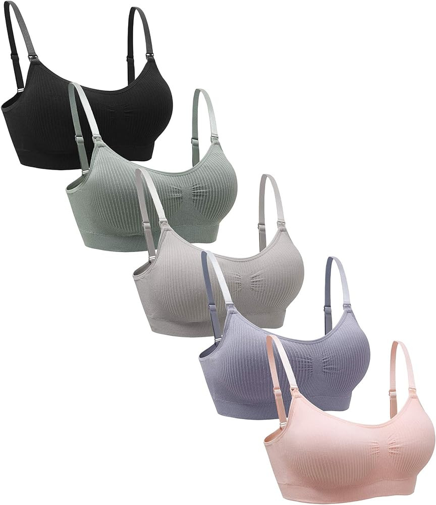 Suekaphin 5PACK Nursing Bra Wireless Bra Women's Sleeping Maternity Bra Breastfeeding Bra | Amazon (US)