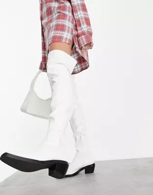 Ego Solo over the knee boots in white | ASOS (Global)