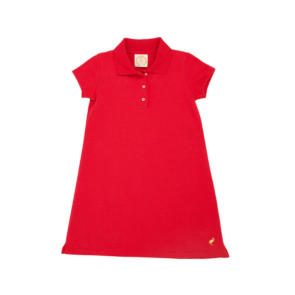 Maude's Polo Dress - Richmond Red with Gold Stork | The Beaufort Bonnet Company