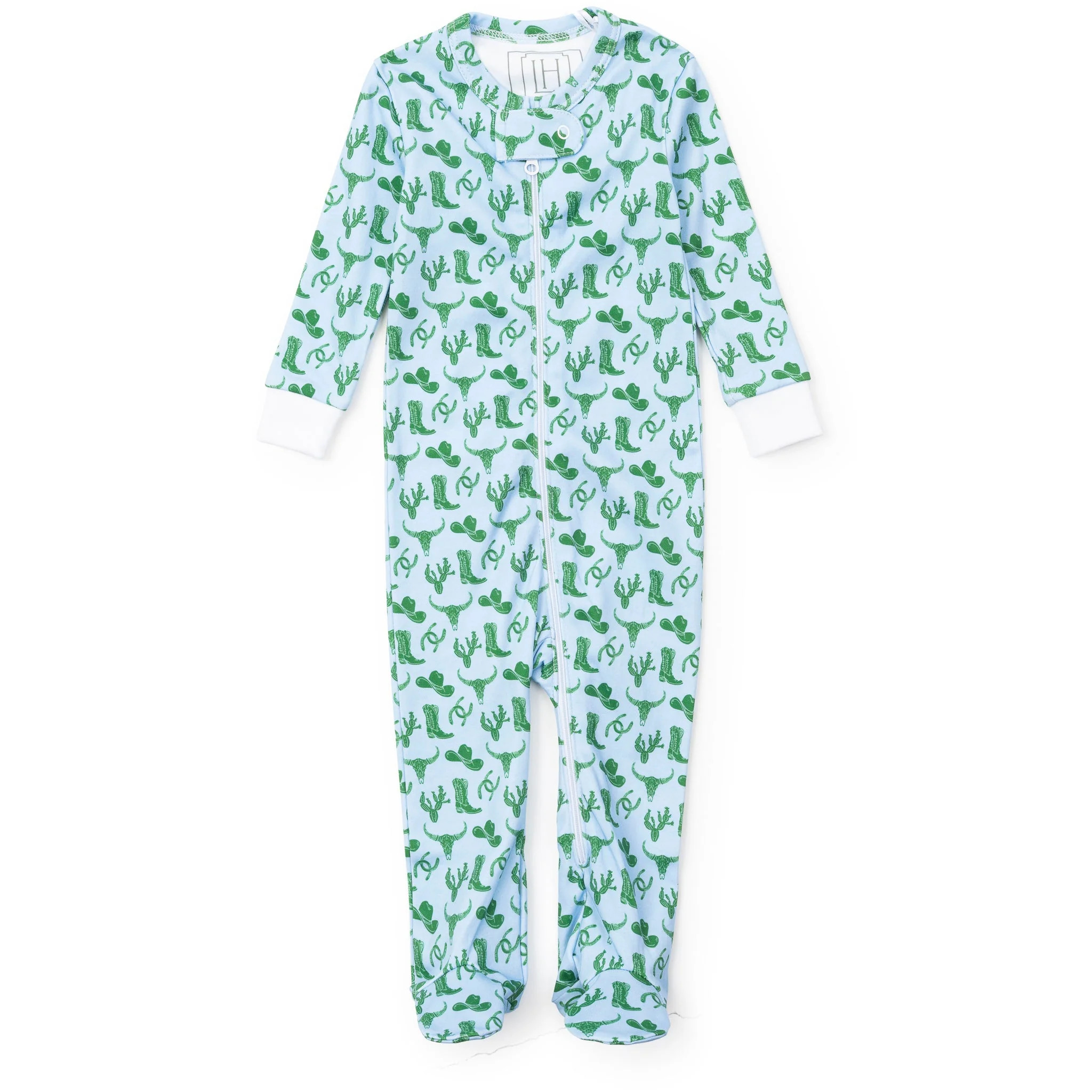 Parker Boys' Pima Cotton Zipper Pajama - Wild West Blue | Lila and Hayes