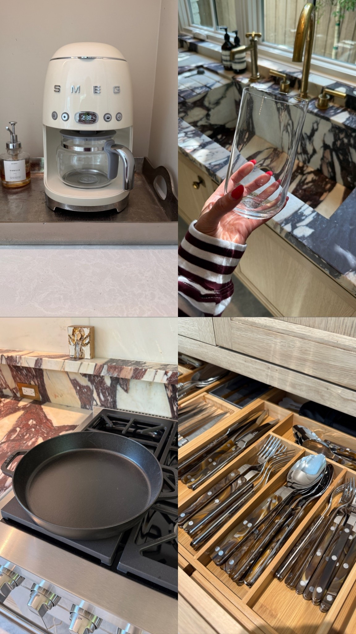 Some recent favorites from @perigold! Love refreshing my kitchen with elevated basics for fall with a new @smegusa coffee maker, gorgeous water glasses from @luigibormiolius, a fresh, large cast iron pan from @staub_usa and beautiful tortoise cutlery from @sabre.paris. All linked below + some extra faves!

#perigold #perigolddesign #perigoldpartner #luigibormiolius #smeg #sabreparis  

#LTKHome