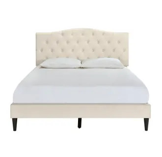 Delacora DS-D335-293-416 Beige Tufted Arch King Wood Panel/Platform Tufted Arch Bed | Build.com, Inc.