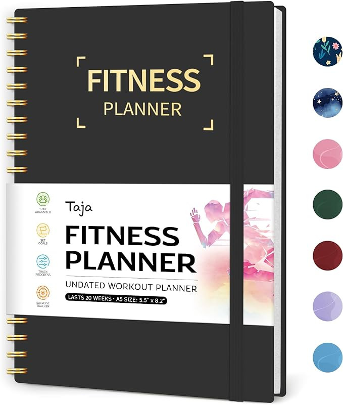 Fitness Workout Journal for Women & Men, A5(5.5" x 8.2") Workout Log Book Planner for Tracking, P... | Amazon (US)