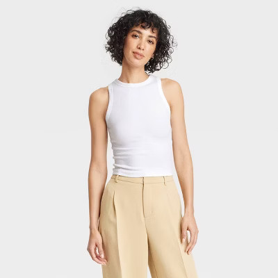Women's Slim Fit Cropped Ribbed Tank Top - A New Day™ | Target