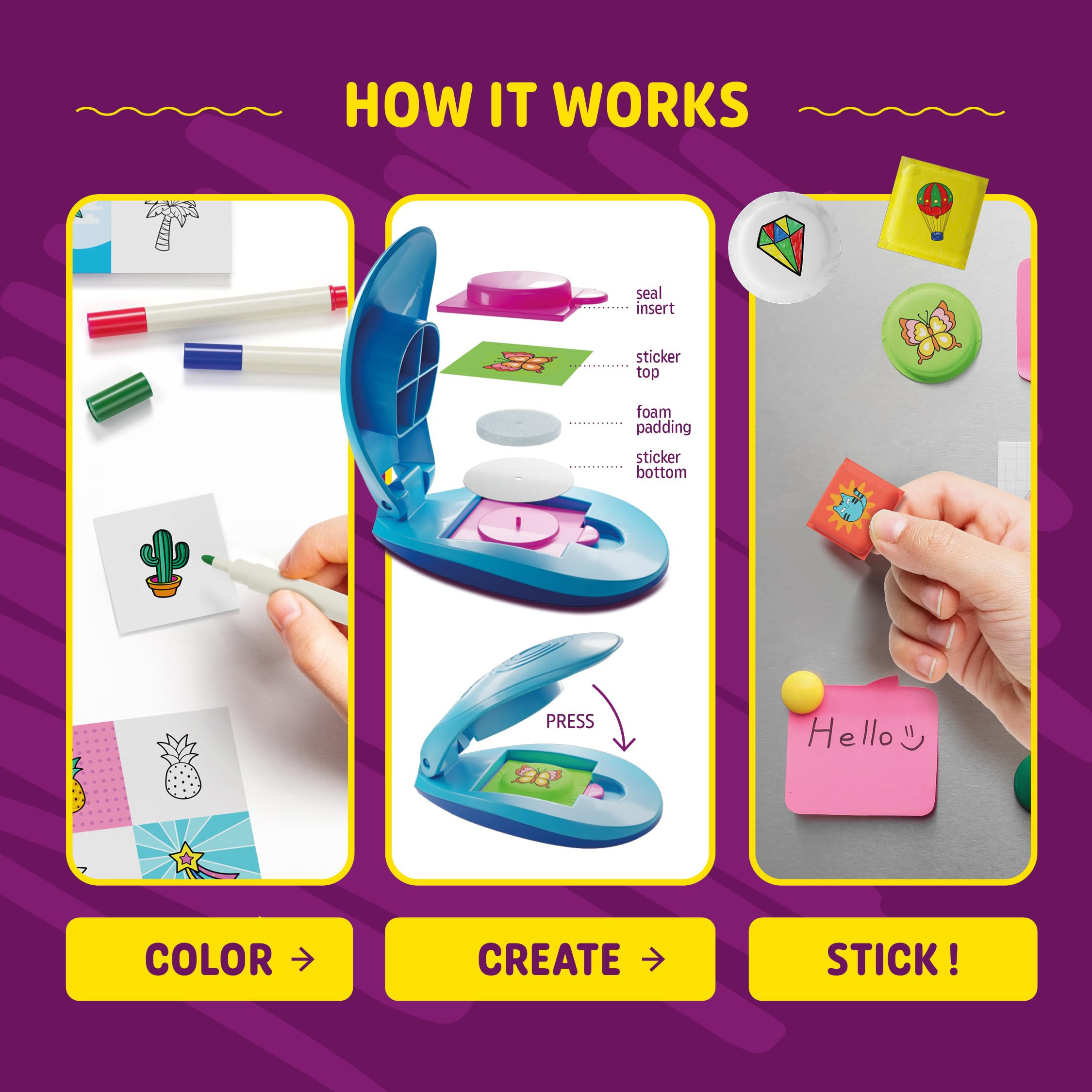 Puffy Sticker Maker Kit for Kids - Make Your Own 3D Stickers - Create DIY Squishy Arts and Crafts... | Amazon (US)