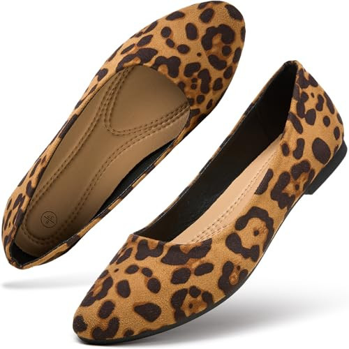 hash bubbie Women's Flats Shoes Ballet Flats Dress Shoes Comfortable Suede Slip on Shoes for Women（Leopard.US9.5） | Amazon (US)