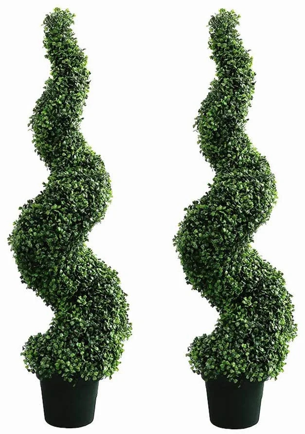 43 Inch- 3.6 FT Artificial Boxwood Topiary Tree Spiral Plants Fake Faux Plant Decor in Plastic Po... | Walmart (US)