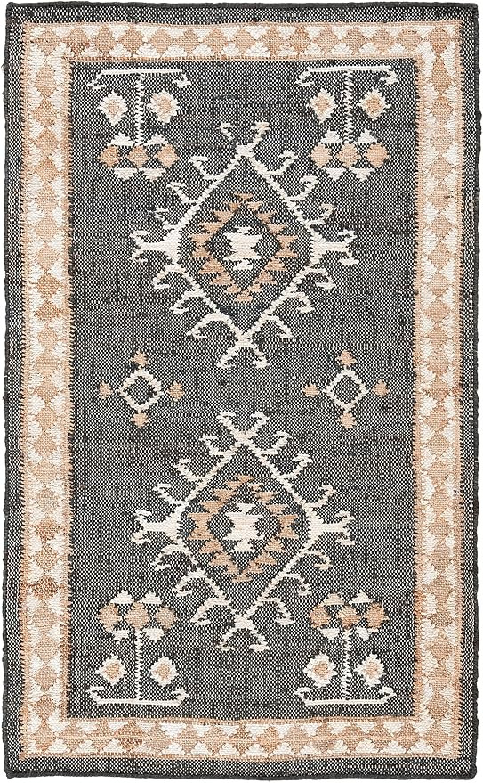 SAFAVIEH Kilim Collection Accent Rug - 2' x 3', Black & Ivory, Handmade Flat Weave Jute, Ideal fo... | Amazon (US)