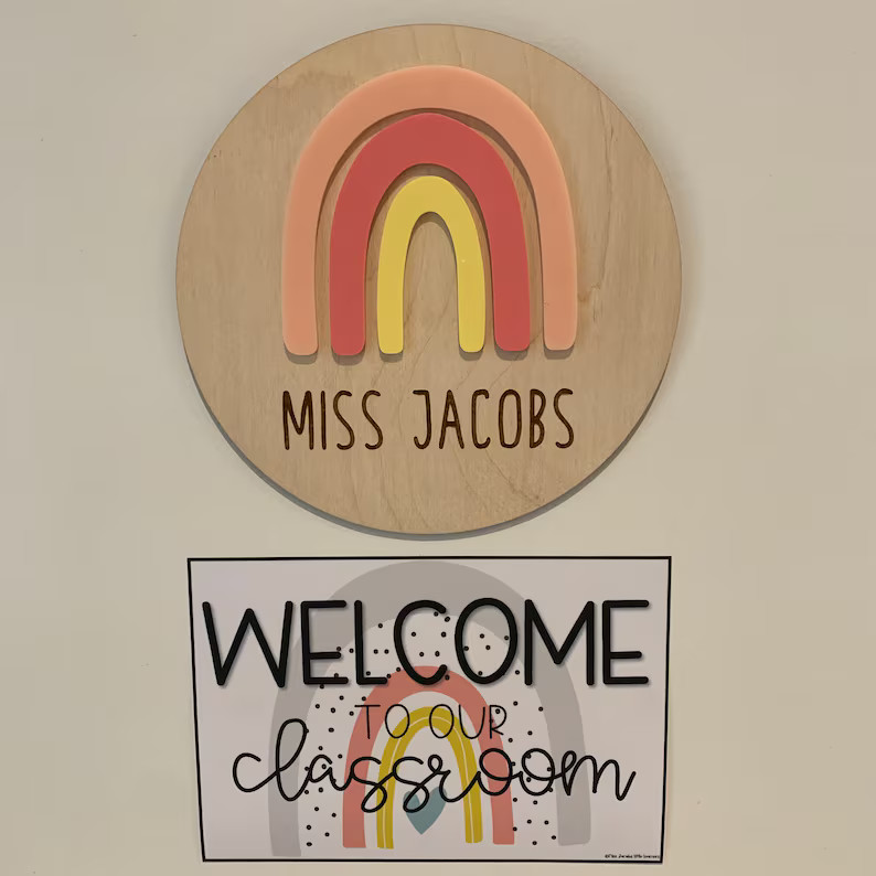 Teacher Gift Idea  Rainbow Acrylic Name Plaque  Teacher Name | Etsy | Etsy (US)