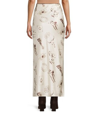 Western Horseshoe Print Silk Maxi Skirt | Dillard's