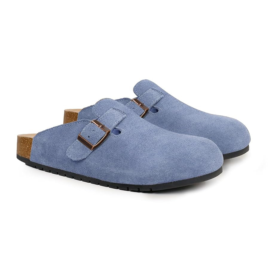Women's Men's Suede Clogs Leather Mules Cork Footbed Sandals Comfort Potato Shoes with Arch Suppo... | Amazon (US)