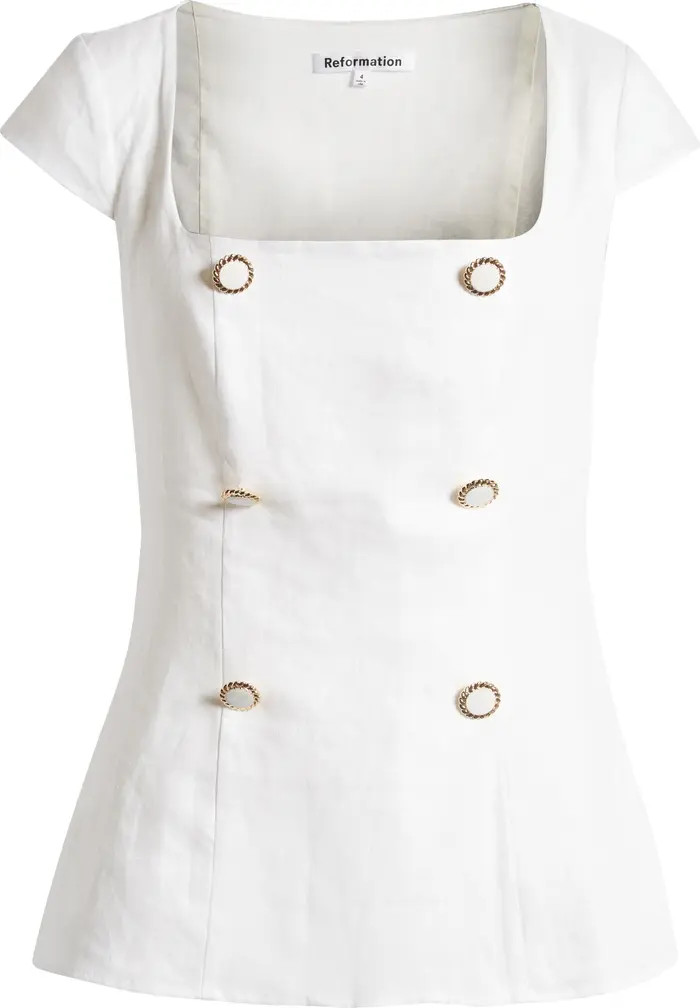 Reformation Meela Button Linen Top | Nordstrom | Nordstrom