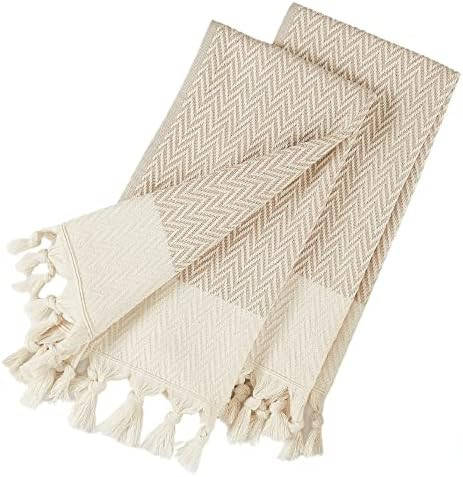 sea me at home Kitchen Hand Towels with Boho Design, Set of 2, Dish Towels for Kitchen, 100% Cott... | Amazon (US)