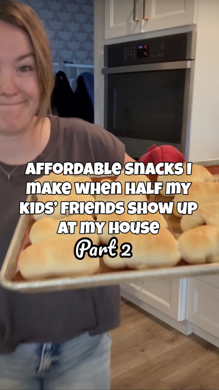 2 FREAKING INGREDIENTS!! I’m making this too easy for you to feed all those kids 😏

I’m not saying these will become your favorite new snack, but I’m also not not saying that. 

Feed a kid crowd. Take them to the pool, the beach, on the boat, & especially on travel days 

Recipe 🤤: 
Ingredients:
-Frozen Rhodes rolls ((thaw, rise, & bake) 
-pepperoni
-optional: cheese (mozzarella or pepper jack - I usually don’t use it, but it’s good if you do!)

•Grease a pan or put down a SIL-Pat
•lay out frozen Rhodes Rolls to thaw 3-5 hours 
•Once risen, flatten the roll & add 3-4 pieces of pepperoni to each one (and some cheese if you desire) Roll up, pinch the ends shut, and lay seam down on the cookie sheet
•let rise another hour-ish
•bake on 350 for 12-15 min. You want the bottom & the top to be light brown!