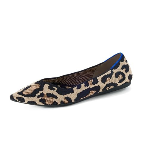 Rothy's The Point Women's Slip-On Shoes, Pointed-Toe Flats, Desert Cat Cream & Black Print, Made from Recycled Plastic Bottles & Machine Washable, Size 10 | Amazon (US)