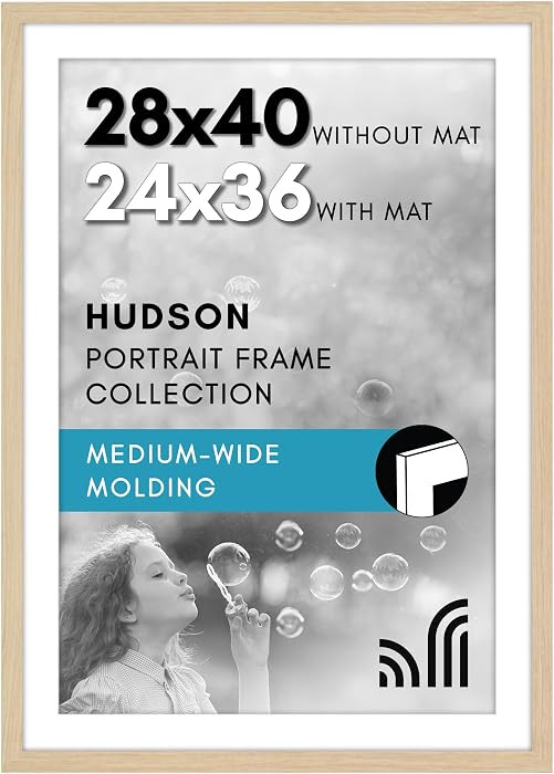 Americanflat 28x40 Poster Frame - Matted to 24x36 - Natural Oak | Amazon (US)