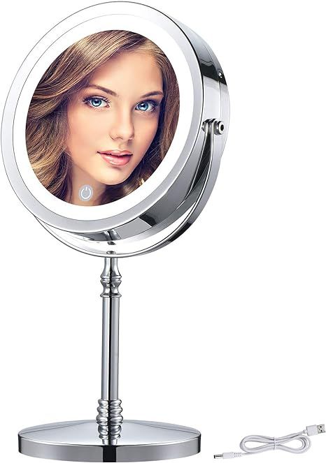 BRIGHTINWD 7X Rechargeable Magnified Lighted Makeup Mirror – 7 Inch Double Sided LED Vanity Mir... | Amazon (US)