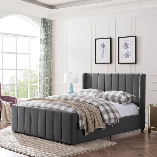 Antoinette Traditional Fully-Upholstered Queen-Size Bed Frame by Christopher Knight Home - Charco... | Bed Bath & Beyond