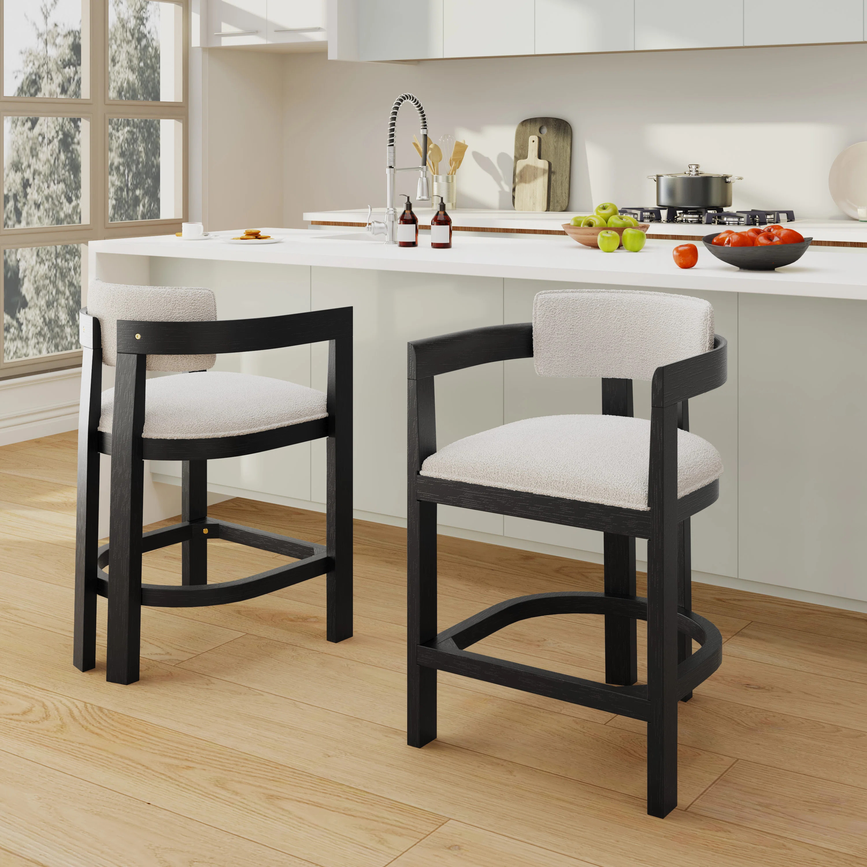 Evesham 26" Wood Upholstered Barstools (Set of 2) | Wayfair North America