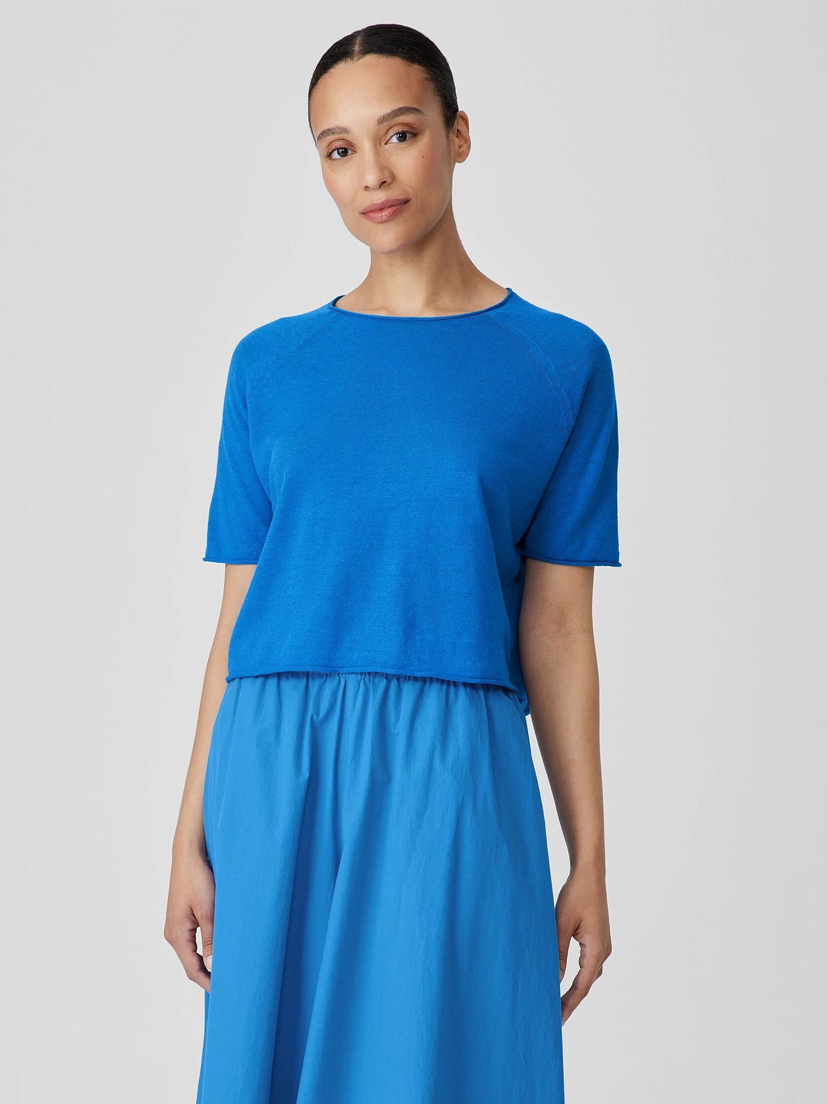 Organic Linen Cotton Jewel Neck Top | Eileen Fisher