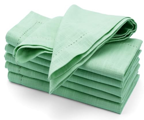 Green Napkins Set of 6, 100% Cotton Dinner Hemstitch Napkins, Sage Green Napkins, Wedding Washable, Hotel Napkin 18x18, Farmhouse Dinner Soft Durable Washable Cloth Napkin, Hemstitched, Summer | Amazon (US)