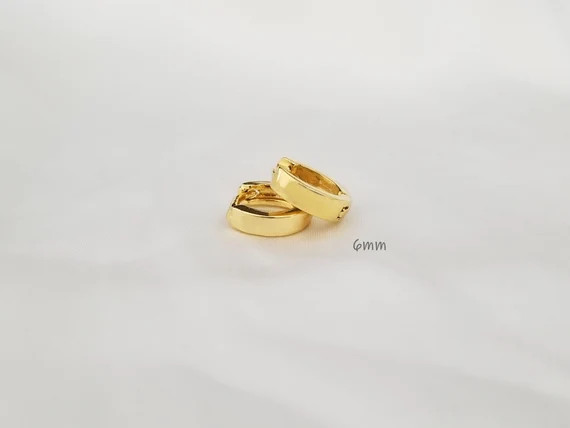 18K Gold Filled Thick Huggie  Hoops - Gold Thick Huggie Hoop Earrings - Simple Thick Huggie Hoops | Etsy (US)