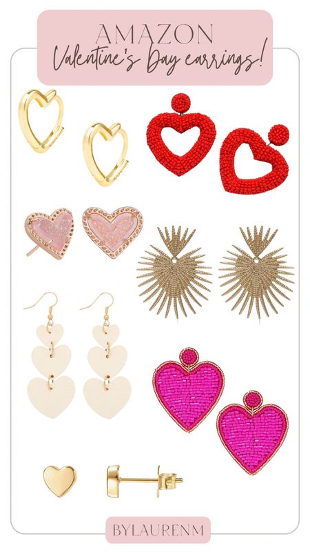 Valentine’s Day earrings. Heart earrings, statement earrings, heart Huggie earrings, gold heart stud earrings, red beaded heart earrings, Kendra Scott. Valentines jewelry on Amazon. 

#LTKstyletip #LTKkids #LTKunder50
