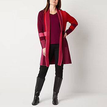 Liz Claiborne Womens Long Sleeve Open Front Striped Cardigan - JCPenney | JCPenney