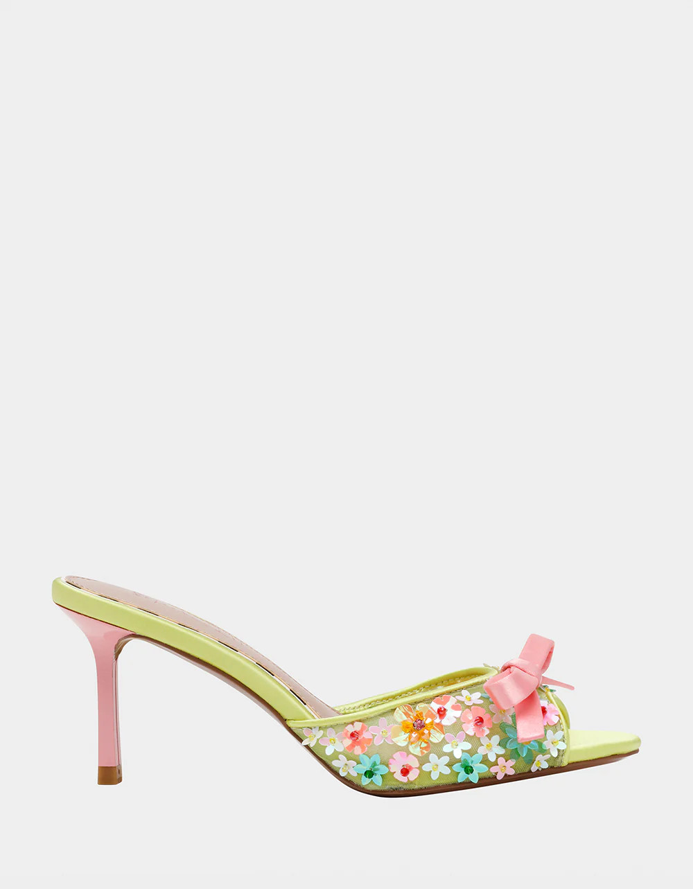 NADDIA LIME MULTI Stiletto Mesh Mule Heel | Women's Heels | Betsey Johnson