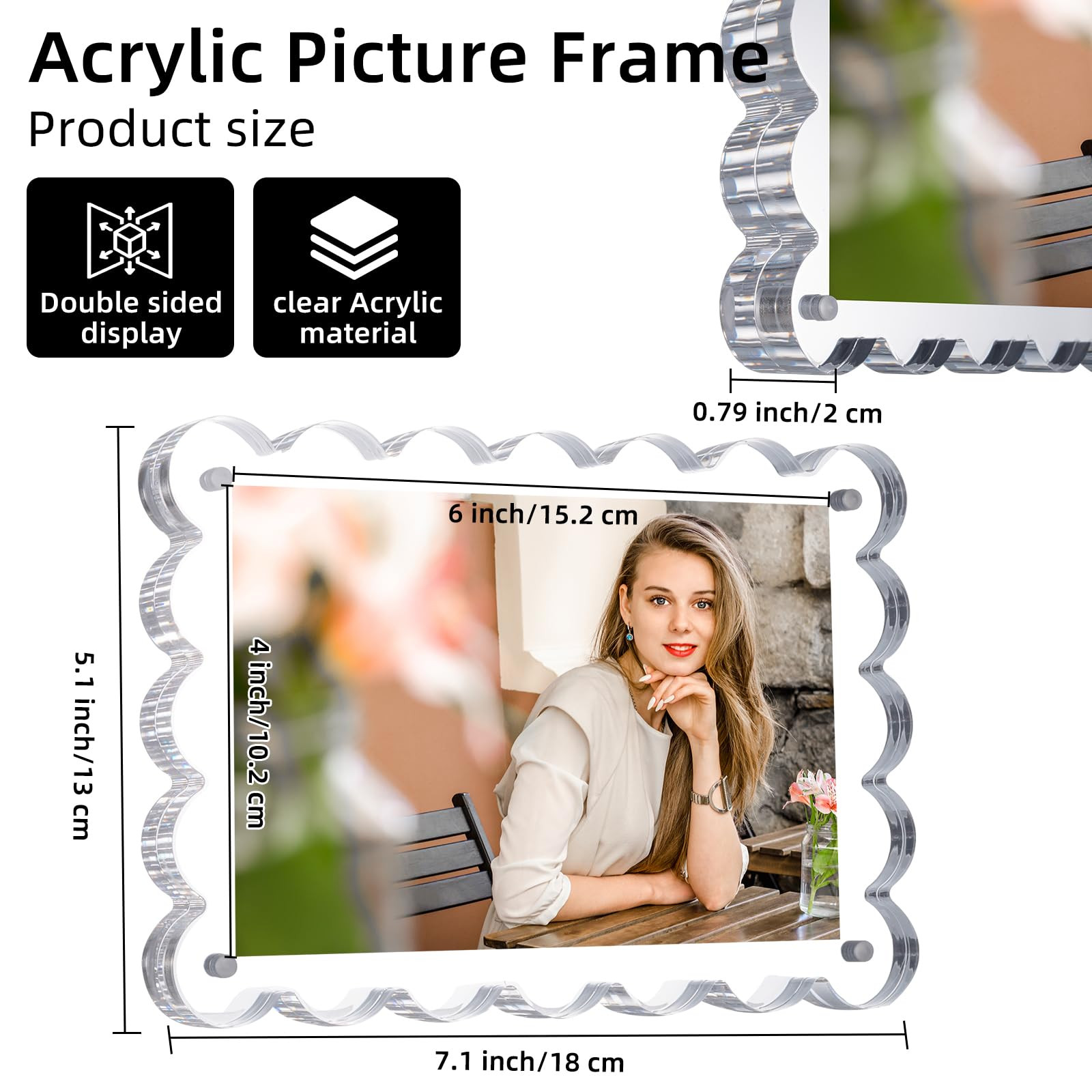 3 Pack Acrylic Picture Frame: 4x6inch Magnetic Picture Frames, Double Sided Magnet Frames,10+10mm... | Amazon (US)