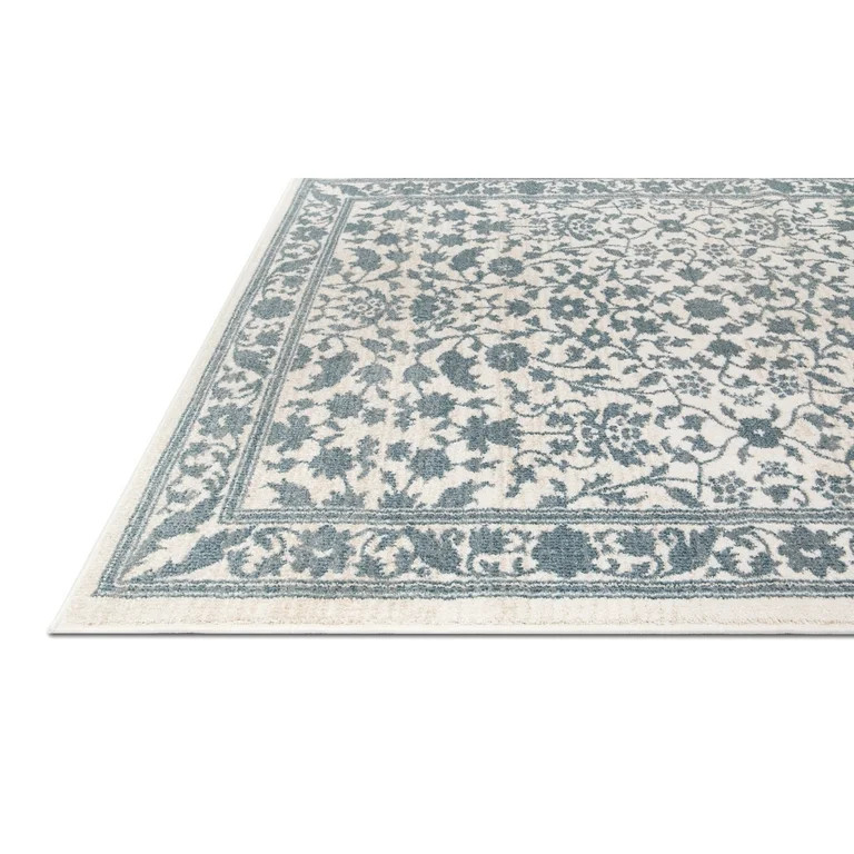 My Texas House Estelle 7'10" x 9'10" White Blue Floral Indoor Area Rug | Walmart (US)