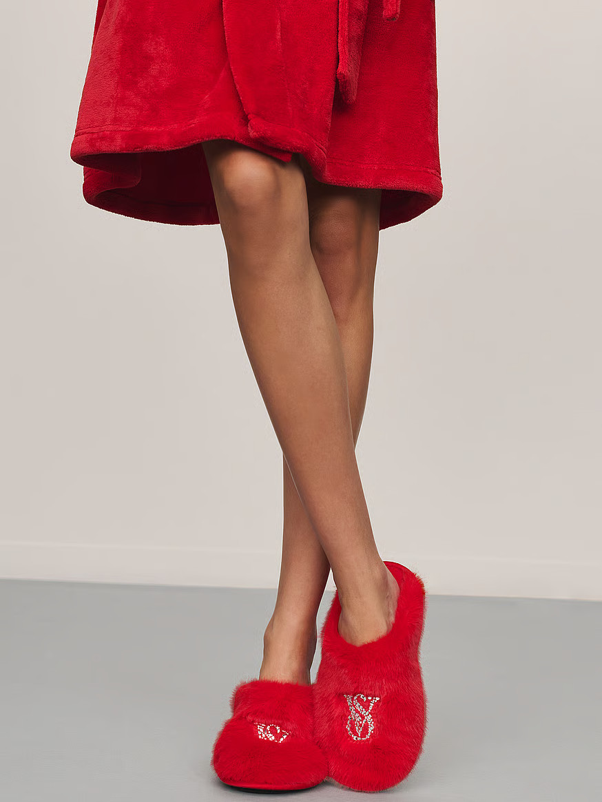 Buy Luxe Plush Closed-Toe Slippers, Lipstick - Order Slippers online - Victoria's Secret US | Victoria's Secret (US / CA )