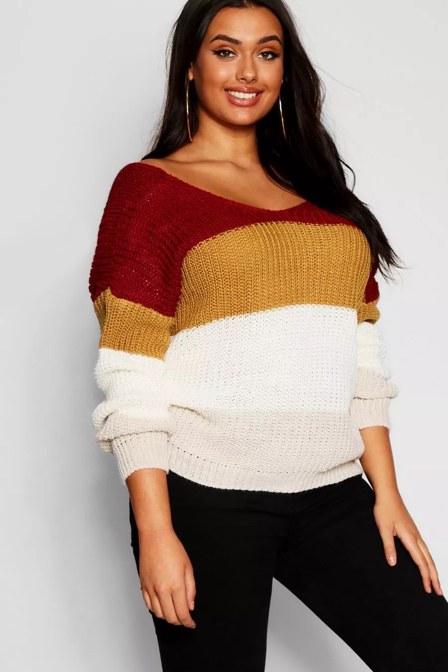 Plus Stripe Knot Back Sweater | Boohoo.com (US & CA)