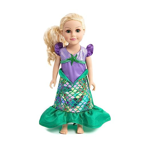Little Adventures Classic Mermaid Princess Doll Dress - Doll Not Included - Machine Washable Child Pretend Play & Party Doll Clothes with No Glitter | Amazon (US)