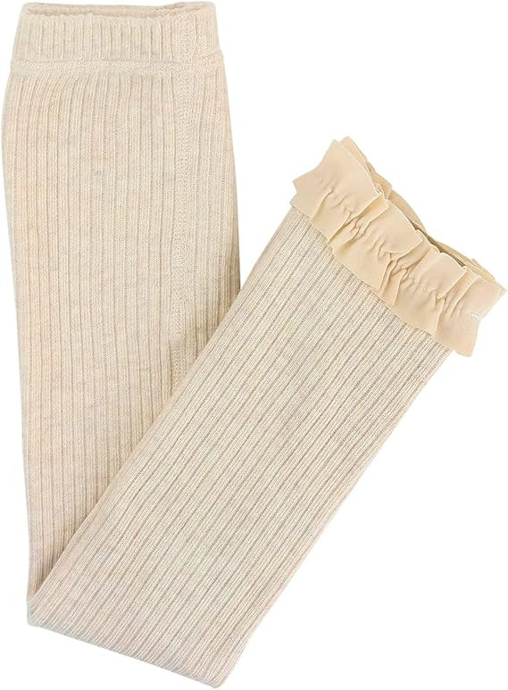 RuffleButts® Girls Ankle Length Knit Footless Ruffle Tights | Amazon (US)