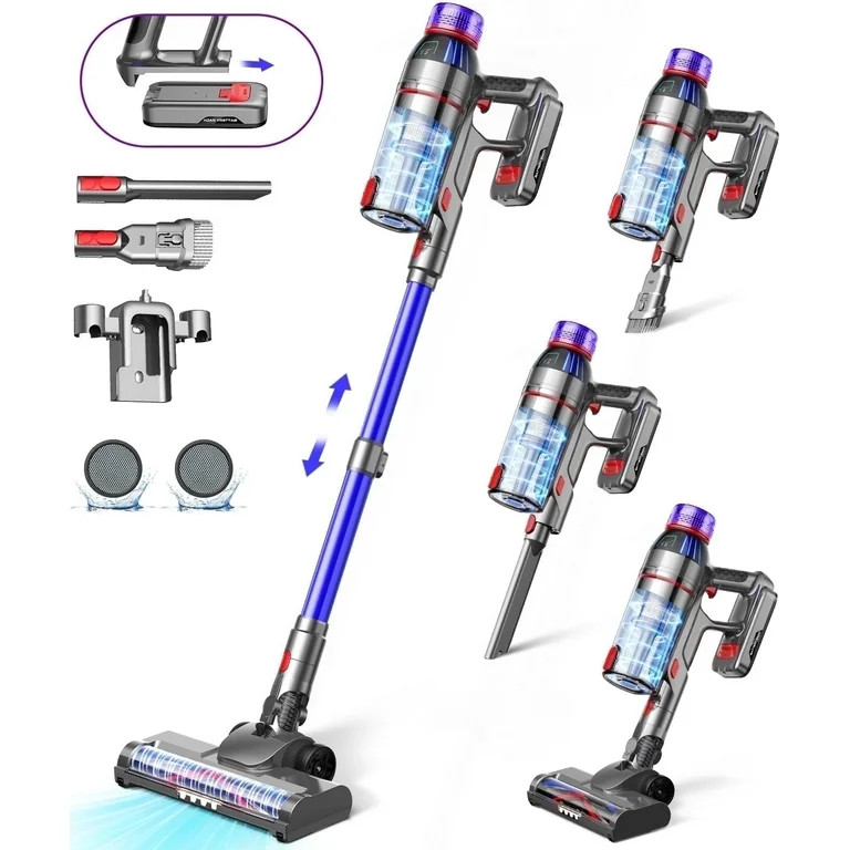 Hosaud Cordless Stick Vacuum Cleaner - 45000pa 550W 55mins 2600mAh Battery Lightweight Vacuum for... | Walmart (US)