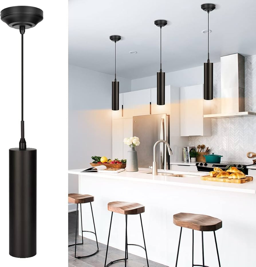 DAKASON Black Pendant Light, LED Modern Pendant Light Fixture for Kitchen Island, Industrial Pend... | Amazon (US)